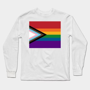 Seamless Repeating Progressive Rainbow Pride Flag Pattern Long Sleeve T-Shirt